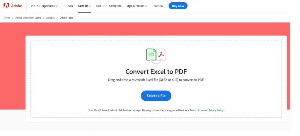 How to Convert XLSX to PDF in online Adobe acrobat