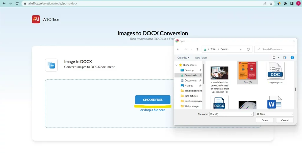 Convert JPG to DOCX using online converter - A1Office