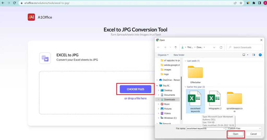 Convert excel to jpg using free online tools